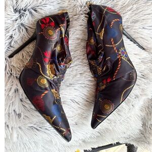 Zara Fabric Heeled‎ Printed Booties